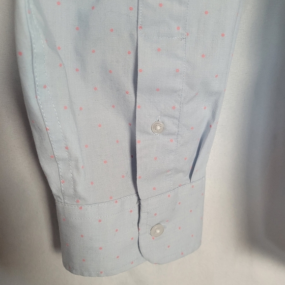 Old Navy Men's The Signature Shirt Baby Blue Pink Micro Dot Long Sleeve Size XXL - Picture 5 of 9